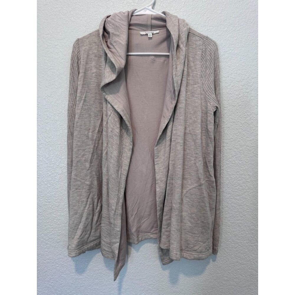 Splendid Super Soft Hooded Open Front Cardigan Oatmeal Taupe